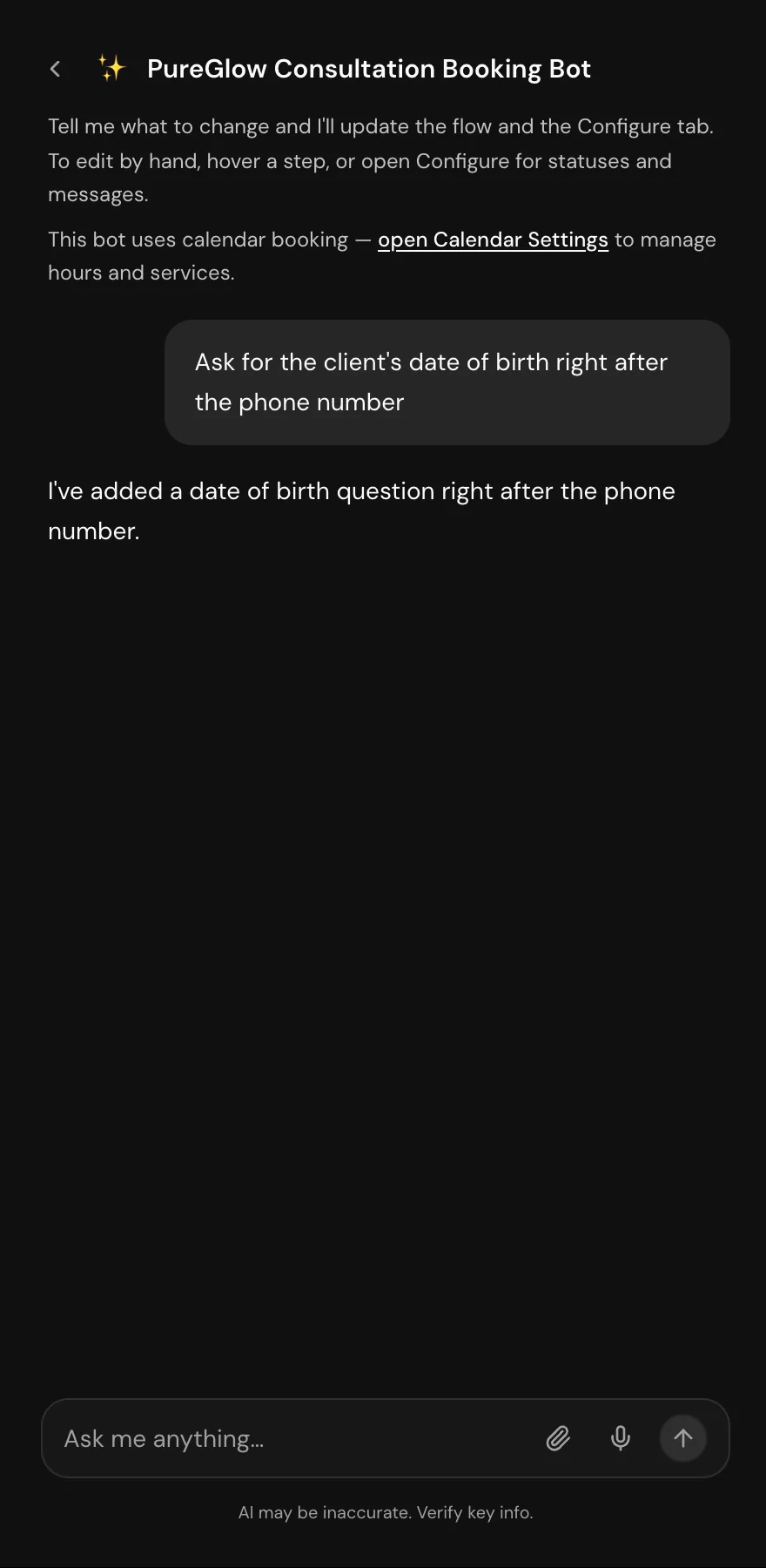 The AI chat panel with an edit instruction typed and a response visible